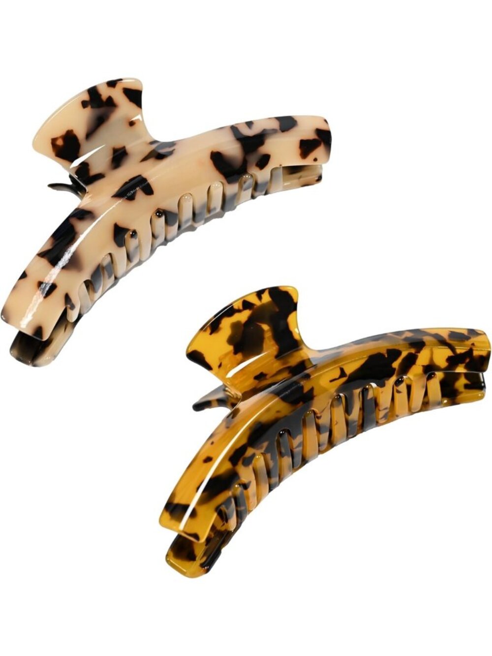 2 Pack Large Tortoise Shell Hair Claw Clips - Nonslip, Stylish Leopard Print